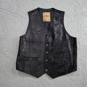 Phoenix USA Frontier Collection Black L* Embossed Leather  Western Cowboy Vest
